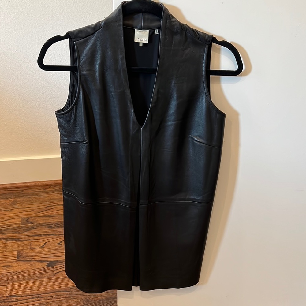 leather v neck sleeveless shirt